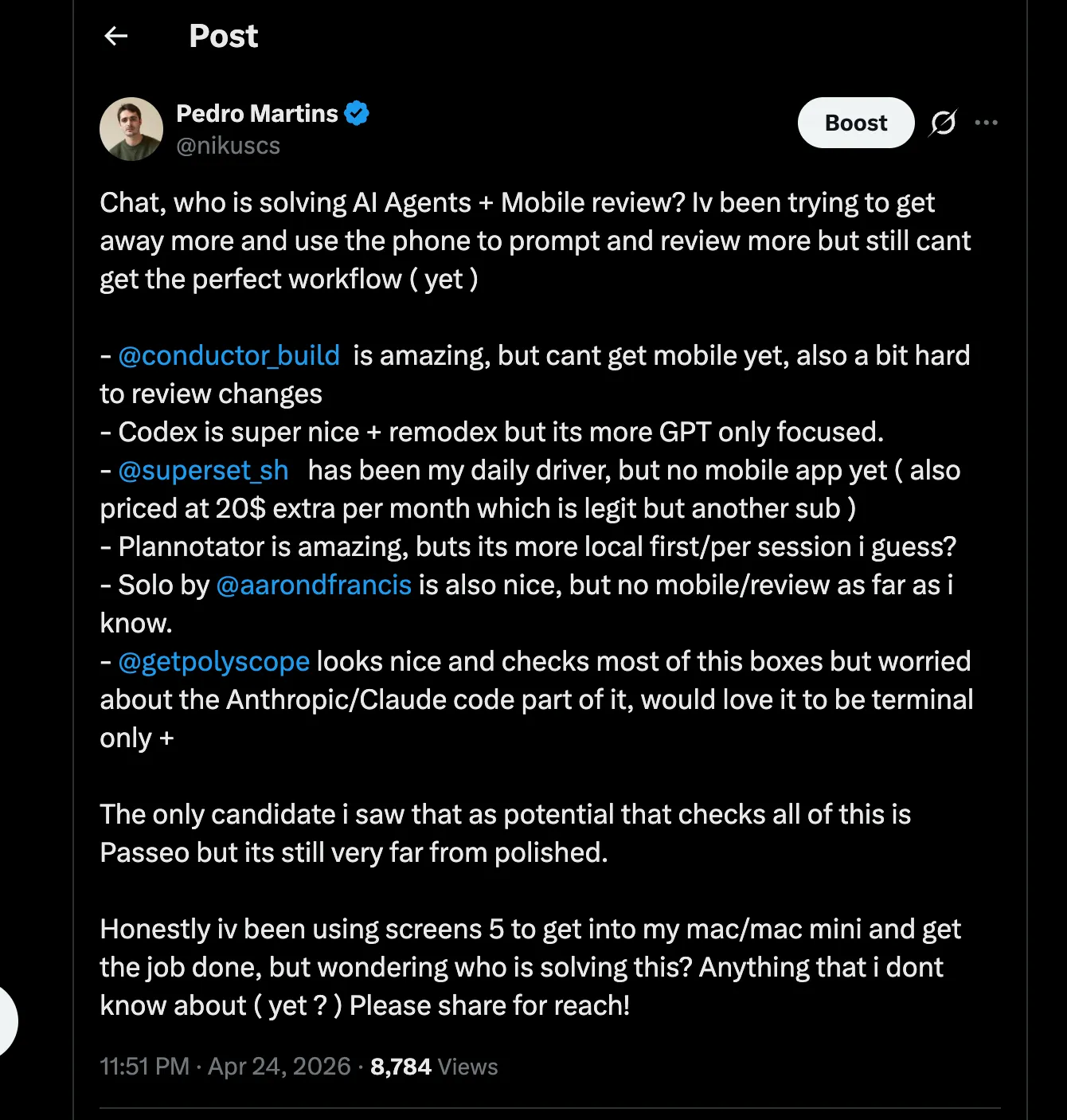The community poll and replies from the tweet
