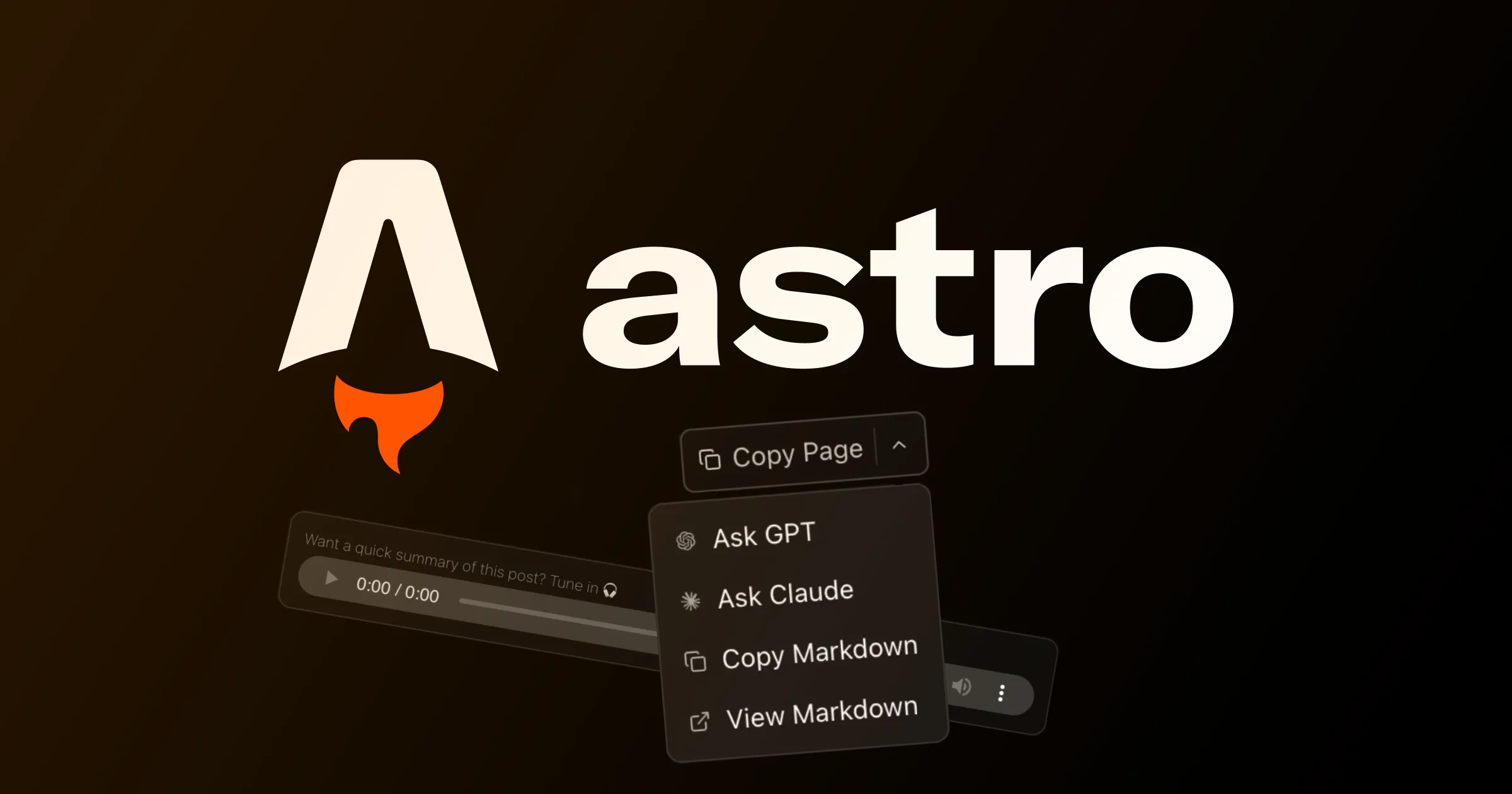 Astro - Power your blog with Markdown View, Copy buttons to LLMS + Voice Resumes