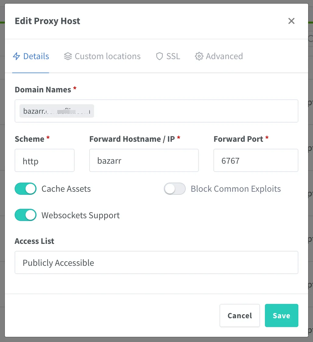 Nginx Proxy Manager Configuration