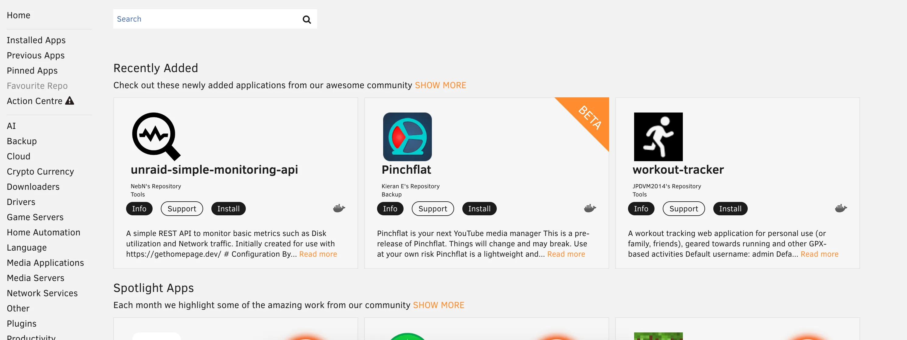 Unraid Community Apps Marketplace